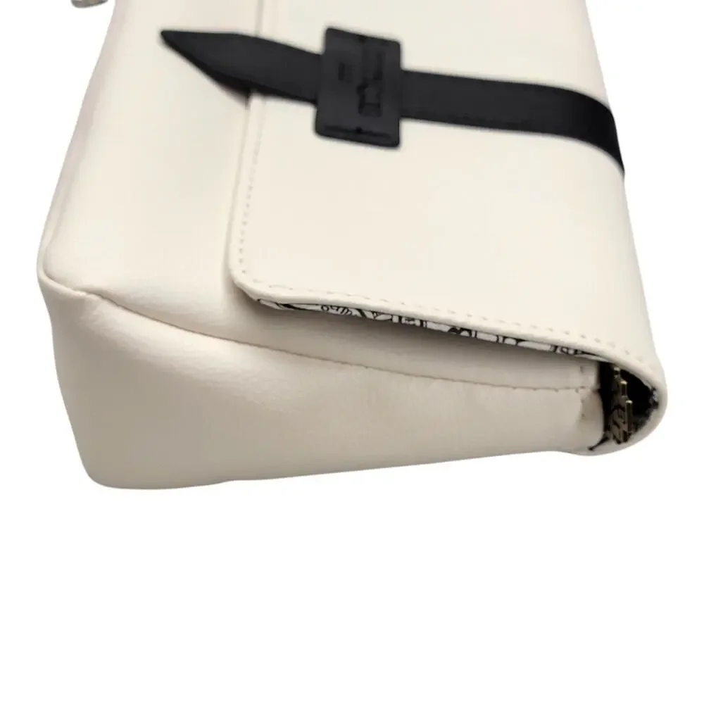 Diptyque Qatar Airways Amenity Bag Pouch Clutch White Faux Leather Makeup Case